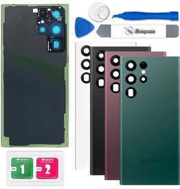 Back Cover Glass With Camera Lens Compatible For Samsung Galaxy S22 Ultra 5G (Green)