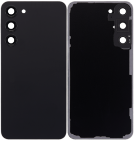 Back Cover Glass With Camera Lens Compatible For Samsung Galaxy S23 5G (No Logo) (Aftermarket Plus) (Phantom Black)