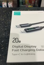 S-CL020A16 Prism Series 20W Type-C to Lightning Digital Display Fast Charging Data Cable 1.2m-Black