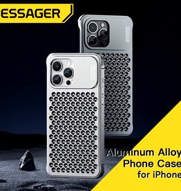 ESSAGER For iPhone 15 Pro Max Aluminium Alloy Case Heat Dissipation Back Cover - Dark Grey