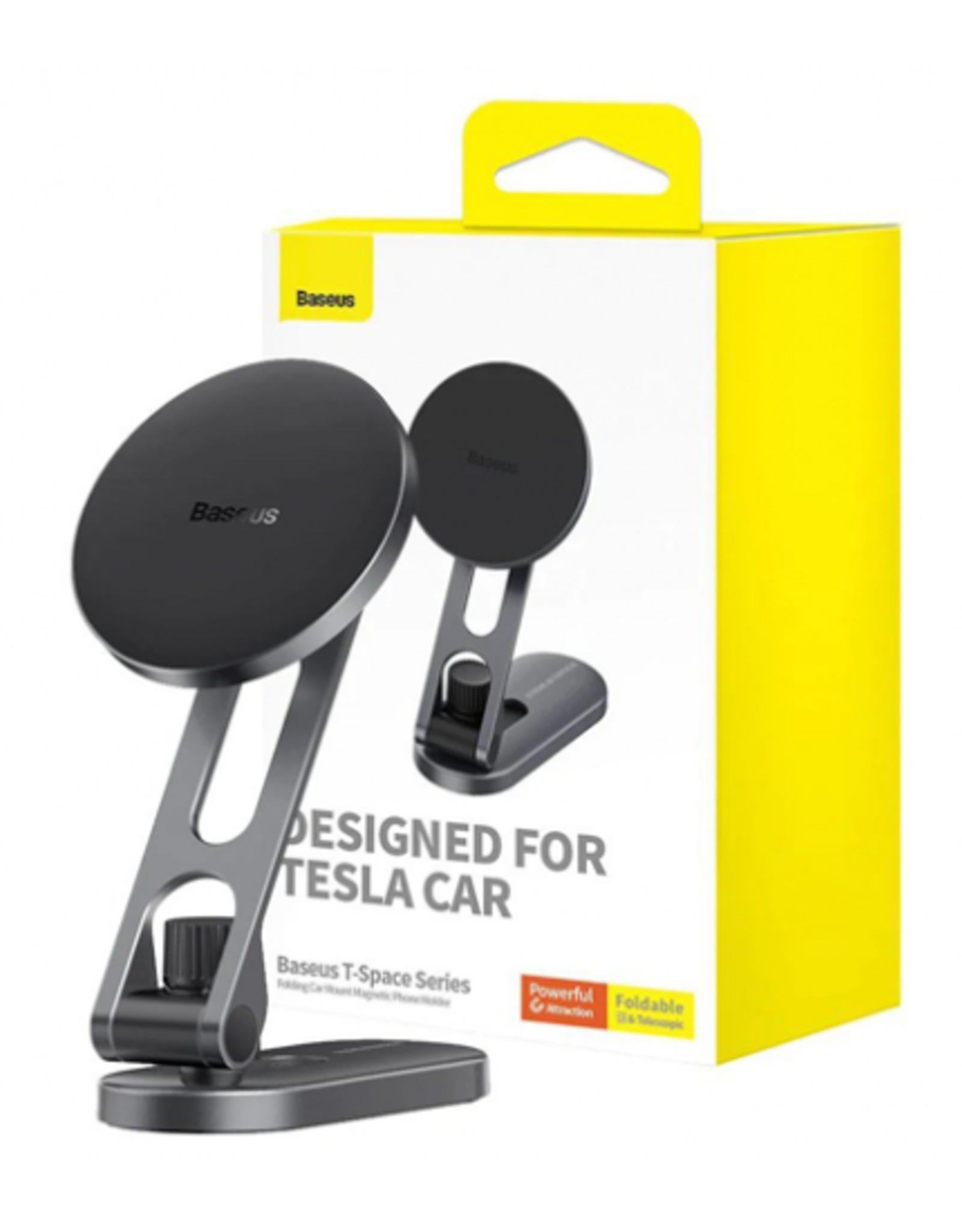 Baseus T-Space Series Folding Metal Car Mount Magnetic Phone Holder Frost Silver