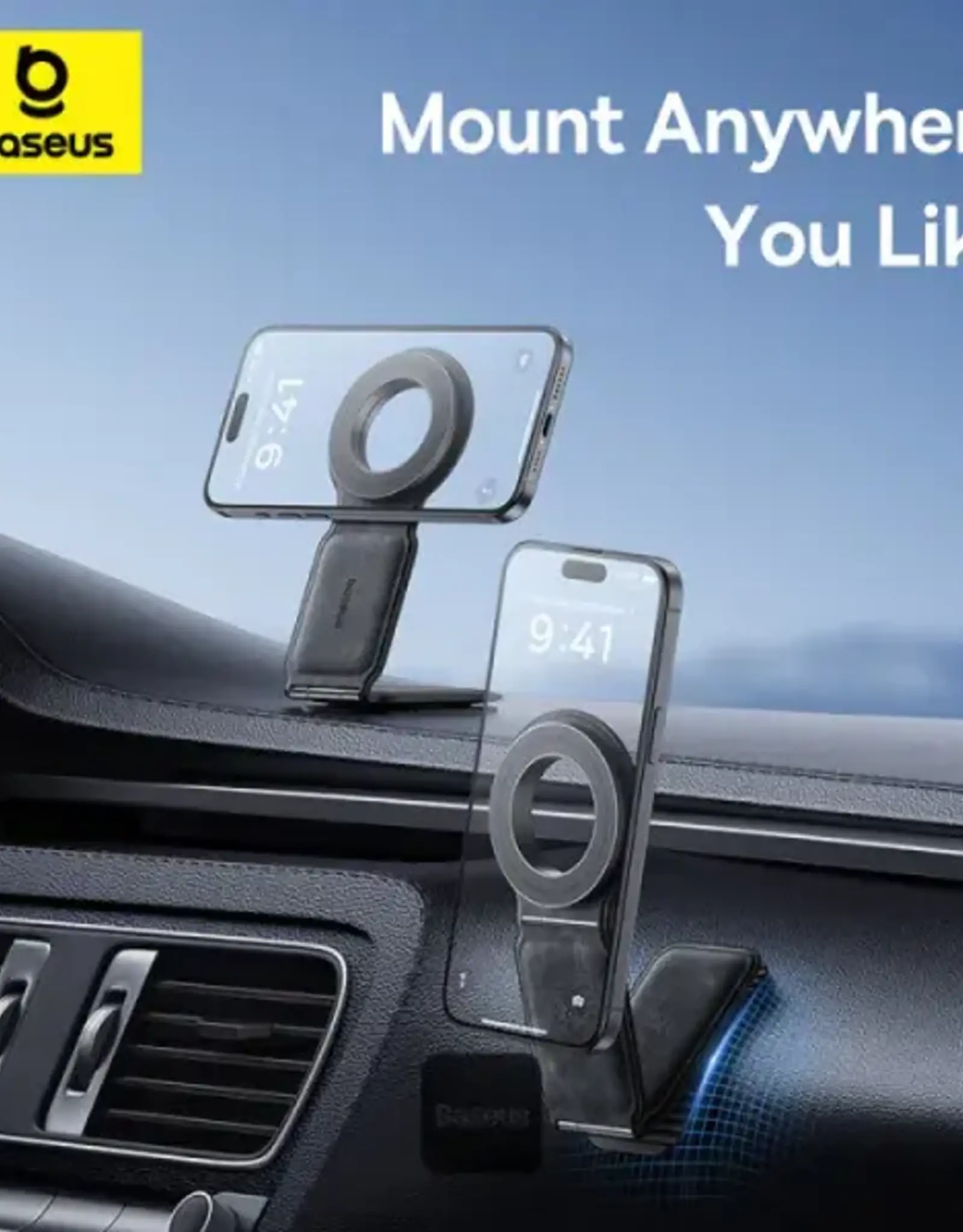 OS- Baseus Prime Trip Series C02 Mega Magnetic Car Mount Stick-On Version Cluster Black