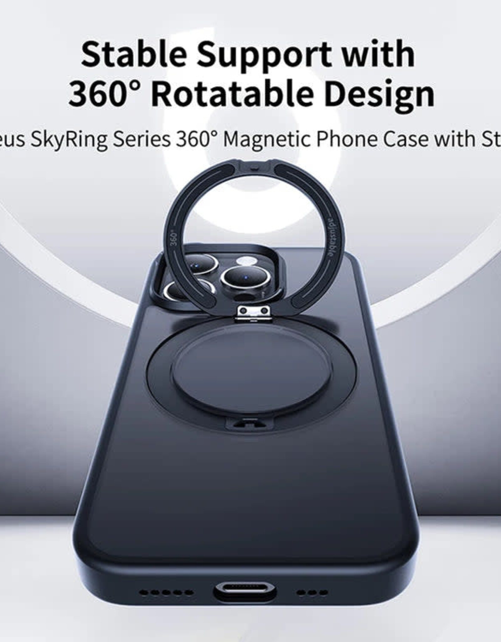 Baseus SkyRing Serues 360 Magnetic Phone Case with Stand for Iphone 16, black