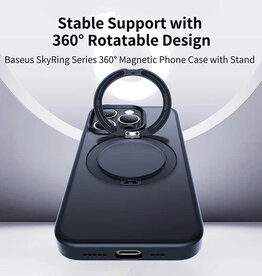 Baseus SkyRing Serues 360 Magnetic Phone Case with Stand for Iphone 16, black