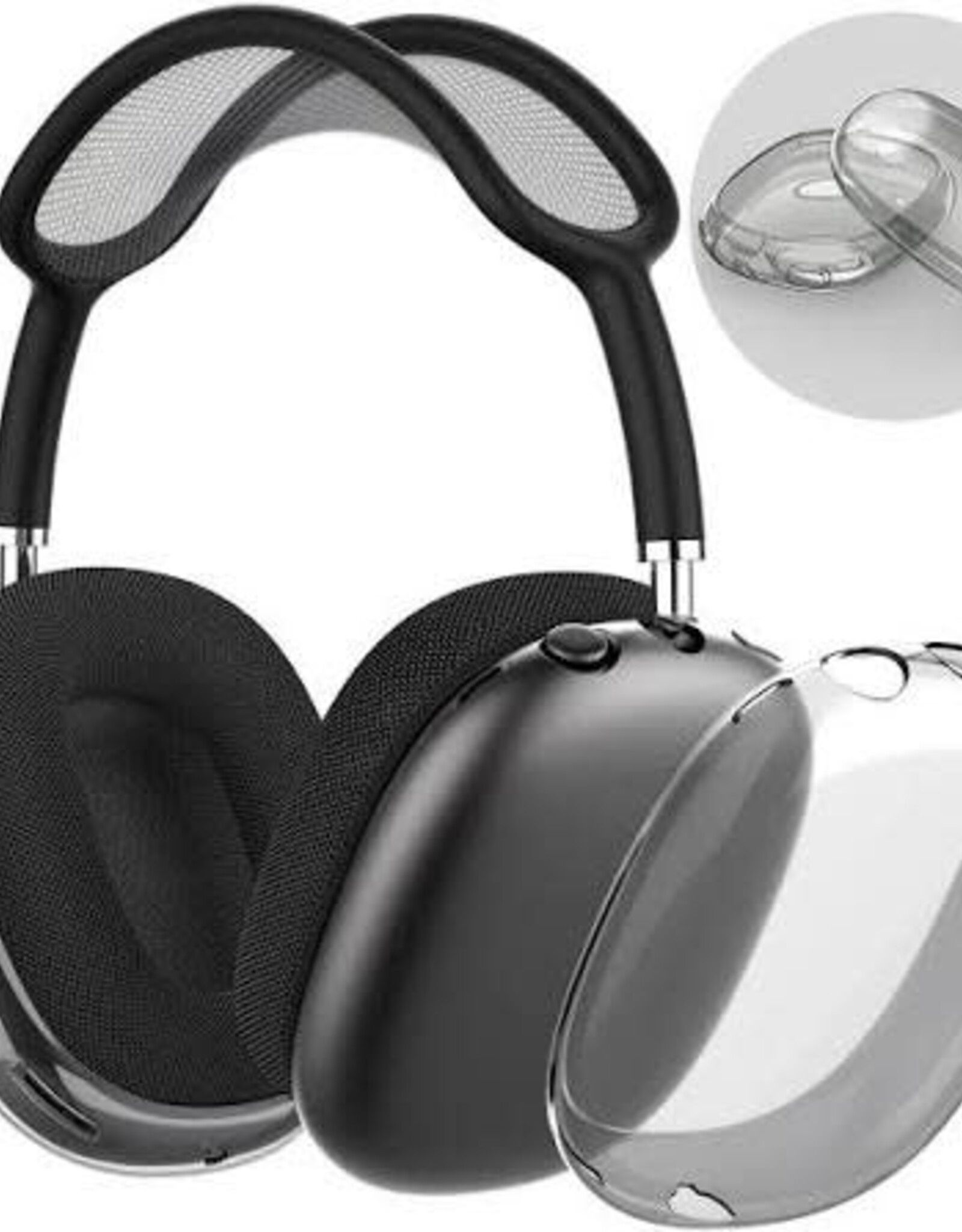 Soft TPU Headphone Case for Apple AirPods Max, Scratch-proof Headset Protective Sleeve Cover - Transparent Black