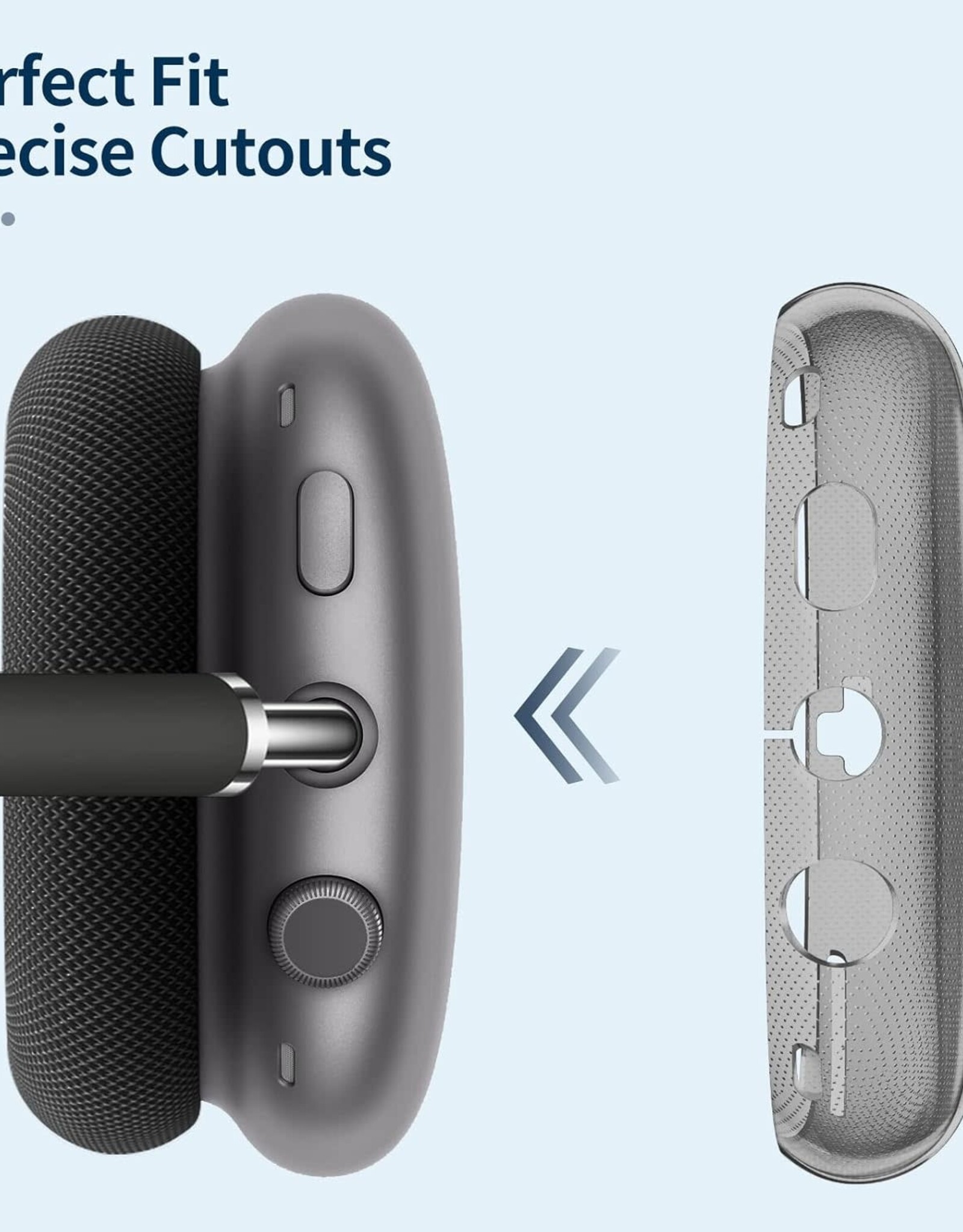 Soft TPU Headphone Case for Apple AirPods Max, Scratch-proof Headset Protective Sleeve Cover - Transparent Black