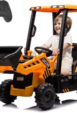 24V JCB Ride On Excavator, Construction Electric Vehicle for Kids 3-8 with Tractor, Bulldozer, Digging Arm, Remote Control, Adjustable Speeds, Yellow