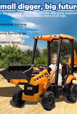 24V JCB Ride On Excavator, Construction Electric Vehicle for Kids 3-8 with Tractor, Bulldozer, Digging Arm, Remote Control, Adjustable Speeds, Yellow