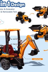 24V JCB Ride On Excavator, Construction Electric Vehicle for Kids 3-8 with Tractor, Bulldozer, Digging Arm, Remote Control, Adjustable Speeds, Yellow