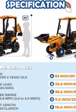 24V JCB Ride On Excavator, Construction Electric Vehicle for Kids 3-8 with Tractor, Bulldozer, Digging Arm, Remote Control, Adjustable Speeds, Yellow