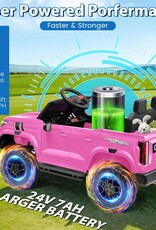 Hikole 24V 2 Seater Ride On Car Toys w/Parent Remote Control, 2WD/4WD Switchable, 4xSpring Suspension, 3 Speeds, Wireless Music, Electric Vehicle Car for Kids Ages 4-8, Pink