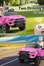 Hikole 24V 2 Seater Ride On Car Toys w/Parent Remote Control, 2WD/4WD Switchable, 4xSpring Suspension, 3 Speeds, Wireless Music, Electric Vehicle Car for Kids Ages 4-8, Pink
