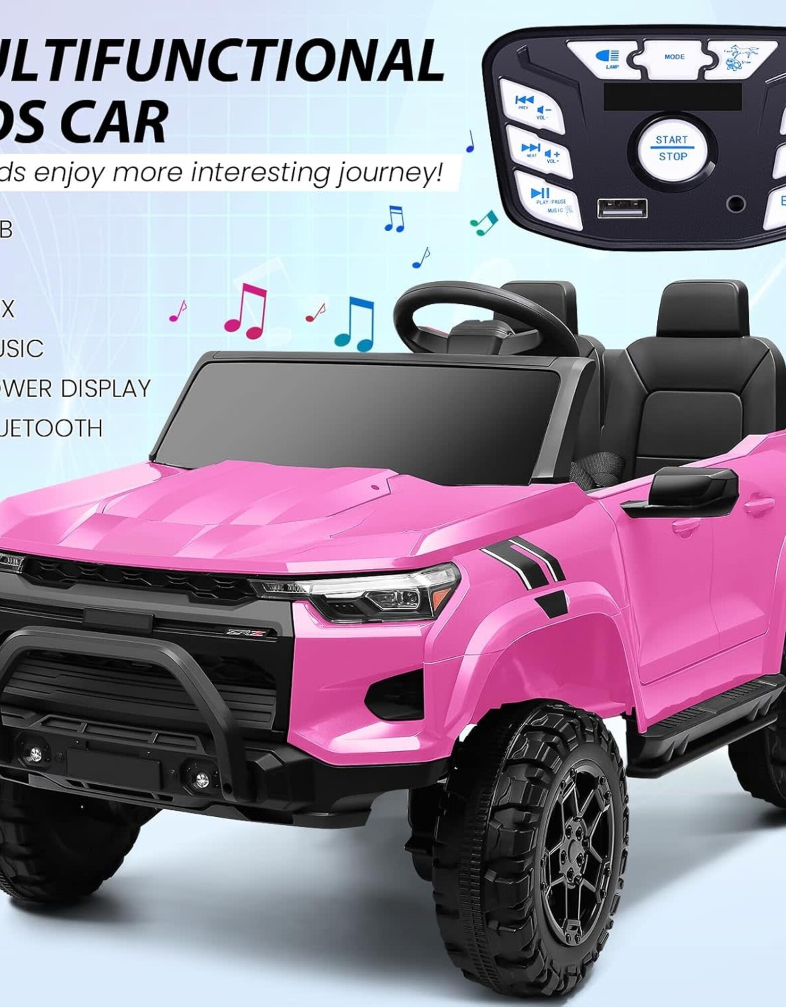Hikole 24V 2 Seater Ride On Car Toys w/Parent Remote Control, 2WD/4WD Switchable, 4xSpring Suspension, 3 Speeds, Wireless Music, Electric Vehicle Car for Kids Ages 4-8, Pink