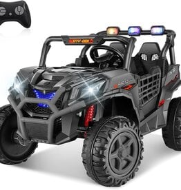 Hikole UTV 24v 2 Seater Ride on Car with Remote Control, 4WD/2WD Kids Power Electric Wheel UTV, 20" Spacious Seat, 4 Shock Absorbers, Music, Bluetooth, 24 Volt Ride On Toys for Boys, Hot Black