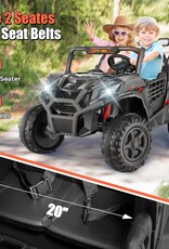 Hikole UTV 24v 2 Seater Ride on Car with Remote Control, 4WD/2WD Kids Power Electric Wheel UTV, 20" Spacious Seat, 4 Shock Absorbers, Music, Bluetooth, 24 Volt Ride On Toys for Boys, Hot Black