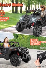 Hikole UTV 24v 2 Seater Ride on Car with Remote Control, 4WD/2WD Kids Power Electric Wheel UTV, 20" Spacious Seat, 4 Shock Absorbers, Music, Bluetooth, 24 Volt Ride On Toys for Boys, Hot Black