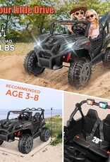 Hikole UTV 24v 2 Seater Ride on Car with Remote Control, 4WD/2WD Kids Power Electric Wheel UTV, 20" Spacious Seat, 4 Shock Absorbers, Music, Bluetooth, 24 Volt Ride On Toys for Boys, Hot Black