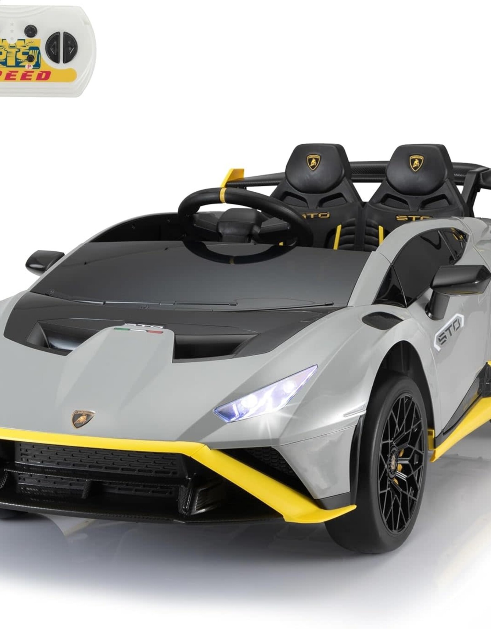 TOBBI Kids Ride on 24V Licensed Lamborghini STO Electric Car for Kids 3-8 Battery Powered Ride on Toys Lambo Sports Car with Remote Control Motorized Drift Vehicle High Speed 10km/h, Gray