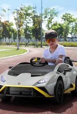 TOBBI Kids Ride on 24V Licensed Lamborghini STO Electric Car for Kids 3-8 Battery Powered Ride on Toys Lambo Sports Car with Remote Control Motorized Drift Vehicle High Speed 10km/h, Gray