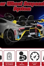 TOBBI Kids Ride on 24V Licensed Lamborghini STO Electric Car for Kids 3-8 Battery Powered Ride on Toys Lambo Sports Car with Remote Control Motorized Drift Vehicle High Speed 10km/h, Gray