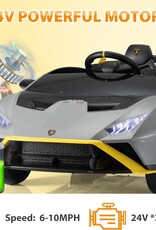 TOBBI Kids Ride on 24V Licensed Lamborghini STO Electric Car for Kids 3-8 Battery Powered Ride on Toys Lambo Sports Car with Remote Control Motorized Drift Vehicle High Speed 10km/h, Gray