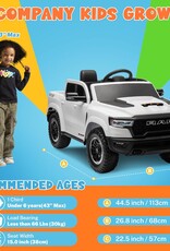 ENYOPRO 12V Ram 1500 Electric Ride On Truck for Kids, Remote Control Ride On Car for Toddlers, Electric Power Car w/4 Wheels Shock Absorption, Soft Start, 2 Speeds, LED Lights, BT/USB/MP3, White