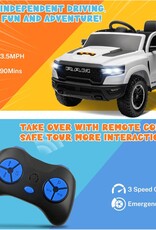 ENYOPRO 12V Ram 1500 Electric Ride On Truck for Kids, Remote Control Ride On Car for Toddlers, Electric Power Car w/4 Wheels Shock Absorption, Soft Start, 2 Speeds, LED Lights, BT/USB/MP3, White