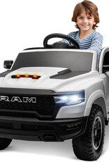 ENYOPRO 12V Ram 1500 Electric Ride On Truck for Kids, Remote Control Ride On Car for Toddlers, Electric Power Car w/4 Wheels Shock Absorption, Soft Start, 2 Speeds, LED Lights, BT/USB/MP3, White