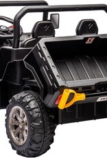 24V 2 Seater Kids Ride on Car Truck, Ride On UTV with 2x200W Motor Ride On Dump Truck, Ride On Car with Dump Bed/Shovel, Electric Vehicle with Durable Tires, LED Light, Music, Remote Control, Black