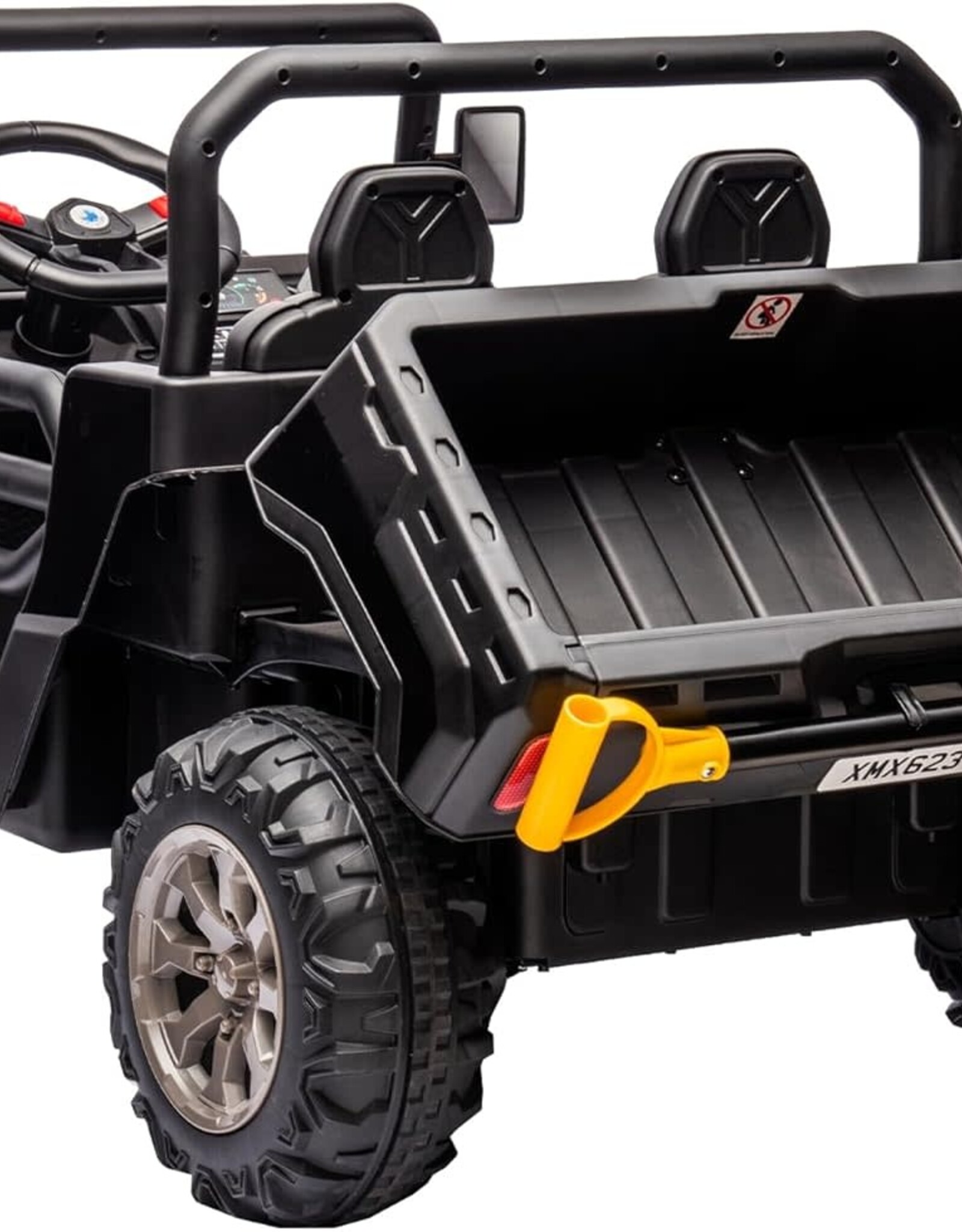 24V 2 Seater Kids Ride on Car Truck, Ride On UTV with 2x200W Motor Ride On Dump Truck, Ride On Car with Dump Bed/Shovel, Electric Vehicle with Durable Tires, LED Light, Music, Remote Control, Black