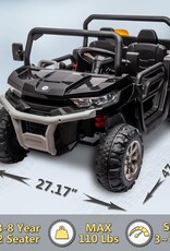 24V 2 Seater Kids Ride on Car Truck, Ride On UTV with 2x200W Motor Ride On Dump Truck, Ride On Car with Dump Bed/Shovel, Electric Vehicle with Durable Tires, LED Light, Music, Remote Control, Black