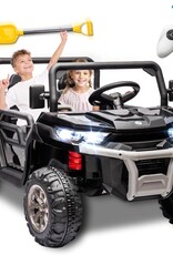 24V 2 Seater Kids Ride on Car Truck, Ride On UTV with 2x200W Motor Ride On Dump Truck, Ride On Car with Dump Bed/Shovel, Electric Vehicle with Durable Tires, LED Light, Music, Remote Control, Black