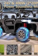 24V 2 Seater Kids Ride on Car Truck, Ride On UTV with 2x200W Motor Ride On Dump Truck, Ride On Car with Dump Bed/Shovel, Electric Vehicle with Durable Tires, LED Light, Music, Remote Control, Black