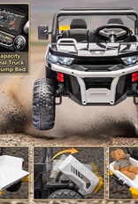 24V 2 Seater Kids Ride on Car Truck, Ride On UTV with 2x200W Motor Ride On Dump Truck, Ride On Car with Dump Bed/Shovel, Electric Vehicle with Durable Tires, LED Light, Music, Remote Control, Black
