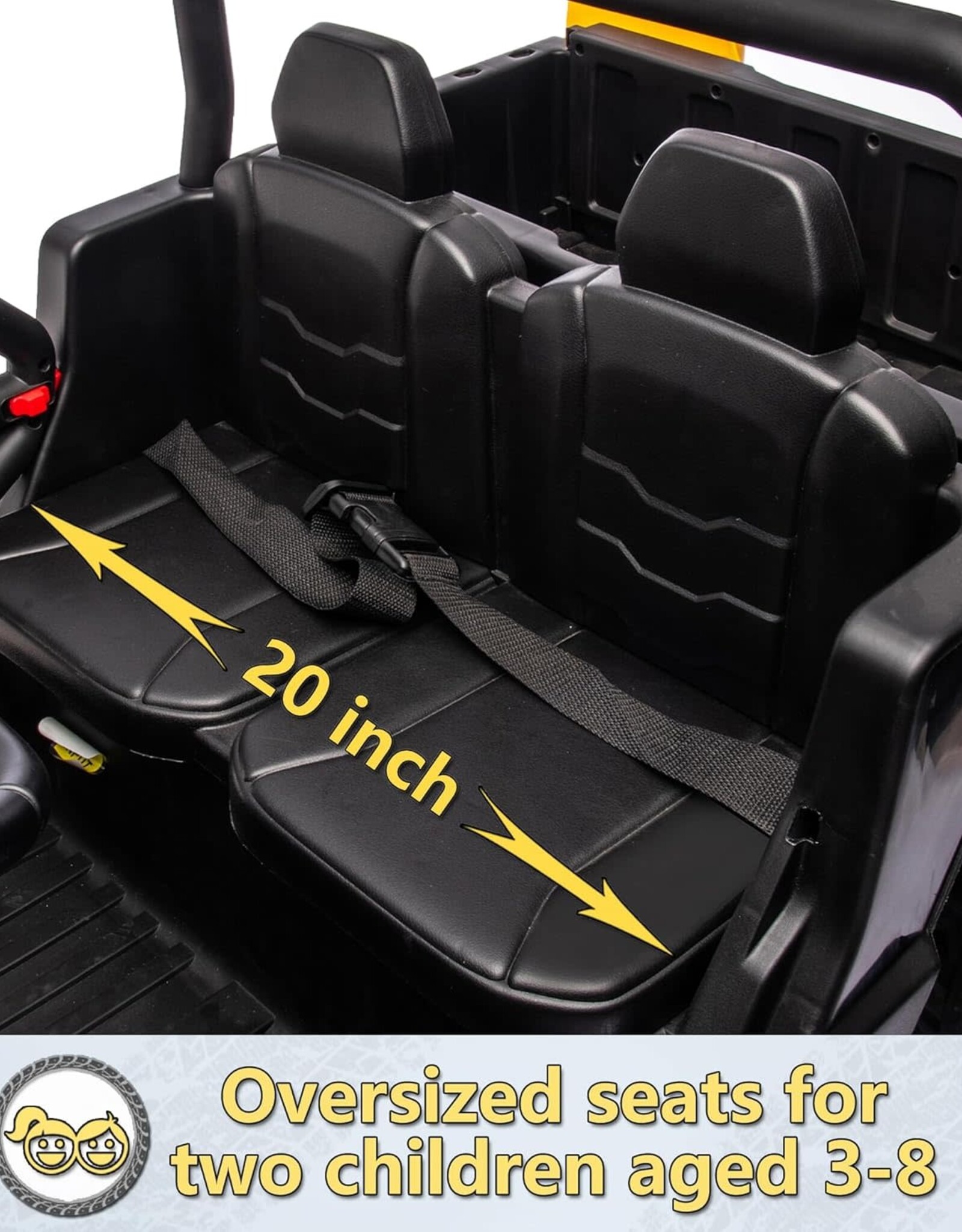 24V 2 Seater Kids Ride on Car Truck, Ride On UTV with 2x200W Motor Ride On Dump Truck, Ride On Car with Dump Bed/Shovel, Electric Vehicle with Durable Tires, LED Light, Music, Remote Control, Black