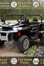 24V 2 Seater Kids Ride on Car Truck, Ride On UTV with 2x200W Motor Ride On Dump Truck, Ride On Car with Dump Bed/Shovel, Electric Vehicle with Durable Tires, LED Light, Music, Remote Control, Black