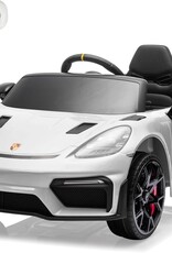 Porsche 718 Ride On Toy for Kids,12V Kids Electric Car to Drive with Remote Control,Kids Sports Ride on Car with 4-Wheel Suspension,35W Dual Motors,3 Speed,Bluetooth,Tail Light (White)