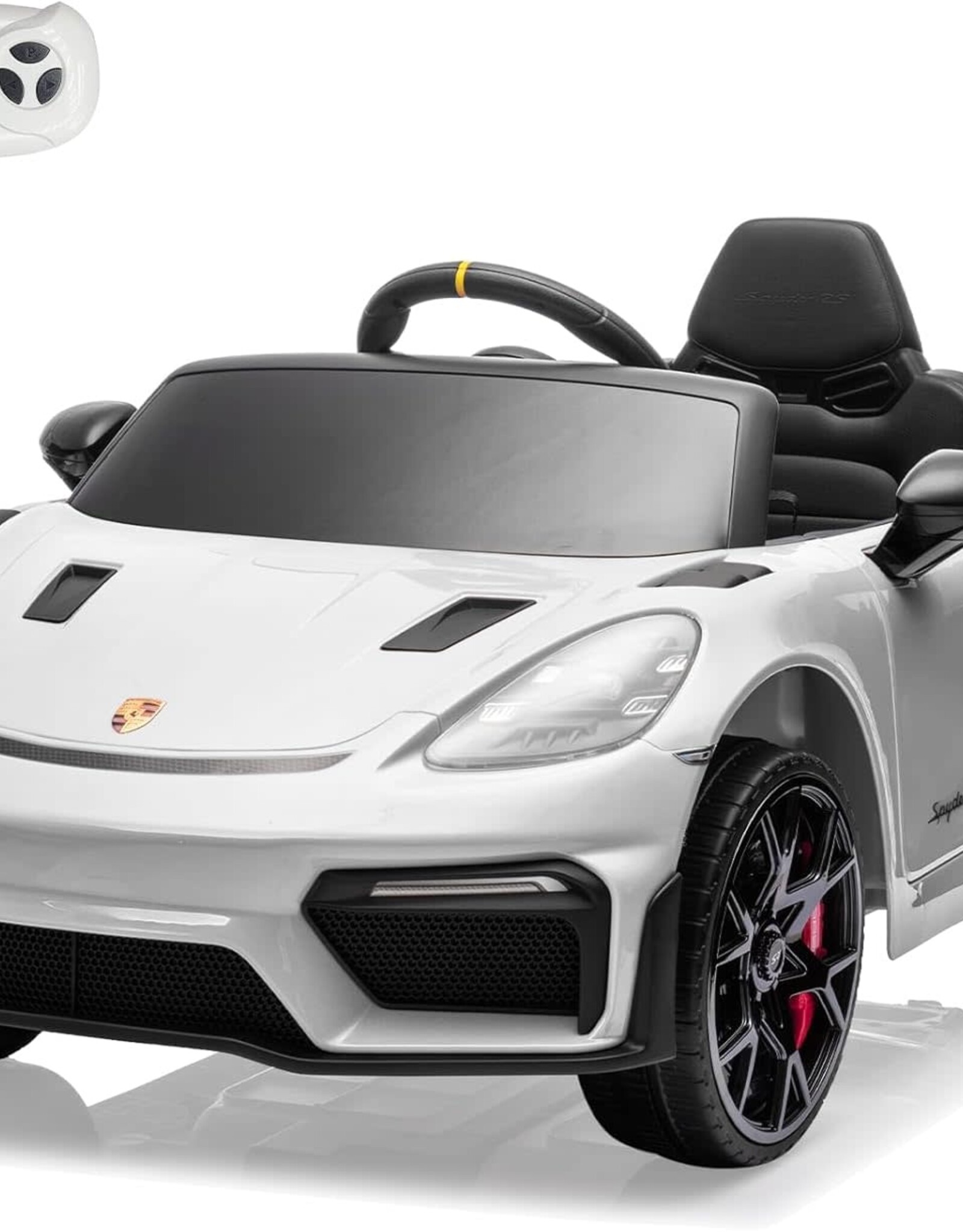 Porsche 718 Ride On Toy for Kids,12V Kids Electric Car to Drive with Remote Control,Kids Sports Ride on Car with 4-Wheel Suspension,35W Dual Motors,3 Speed,Bluetooth,Tail Light (White)