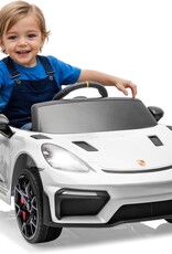 Porsche 718 Ride On Toy for Kids,12V Kids Electric Car to Drive with Remote Control,Kids Sports Ride on Car with 4-Wheel Suspension,35W Dual Motors,3 Speed,Bluetooth,Tail Light (White)