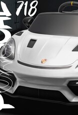 Porsche 718 Ride On Toy for Kids,12V Kids Electric Car to Drive with Remote Control,Kids Sports Ride on Car with 4-Wheel Suspension,35W Dual Motors,3 Speed,Bluetooth,Tail Light (White)