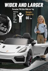 Porsche 718 Ride On Toy for Kids,12V Kids Electric Car to Drive with Remote Control,Kids Sports Ride on Car with 4-Wheel Suspension,35W Dual Motors,3 Speed,Bluetooth,Tail Light (White)