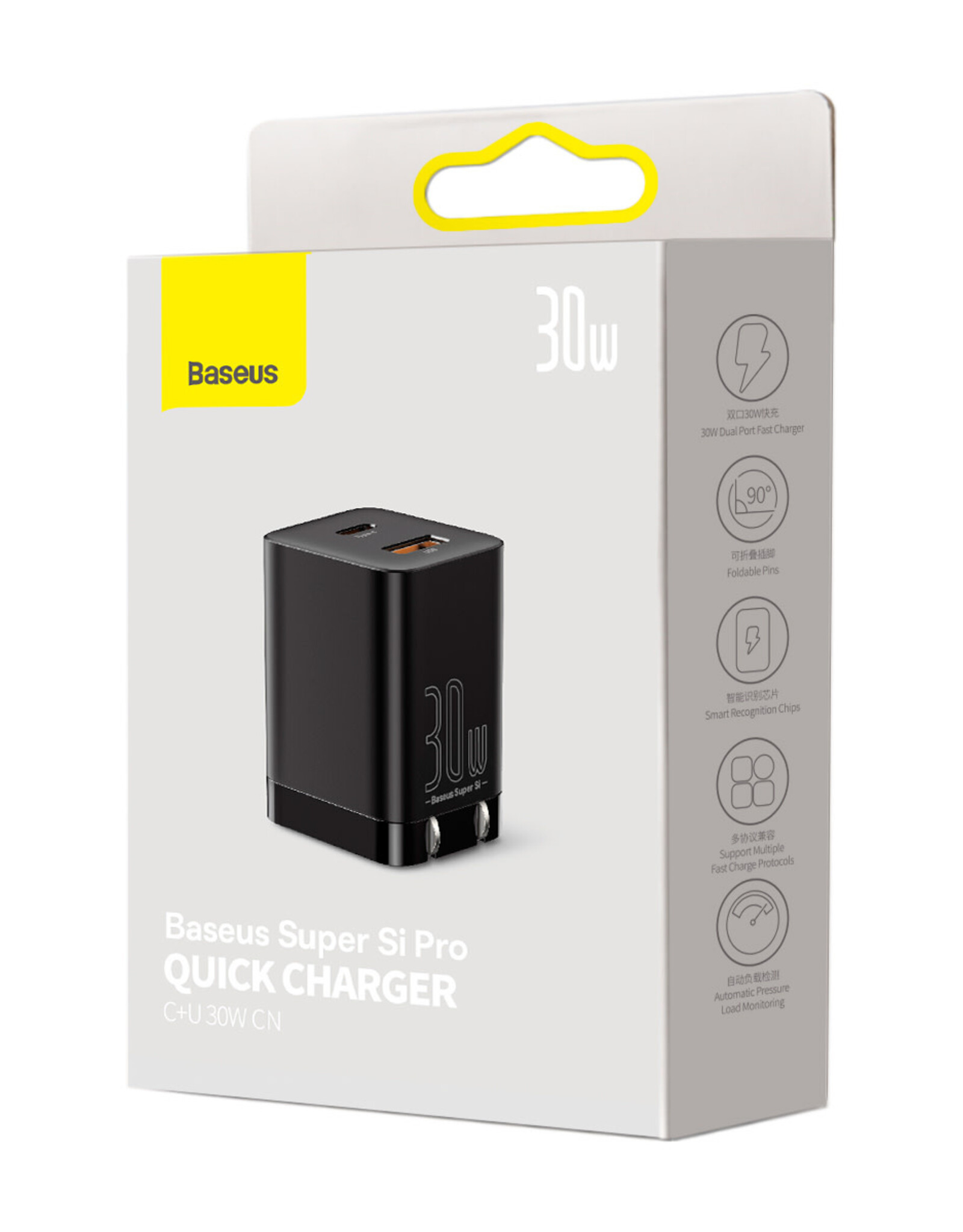 Baseus Super Si Pro Quick Charger C+U 30W US Black