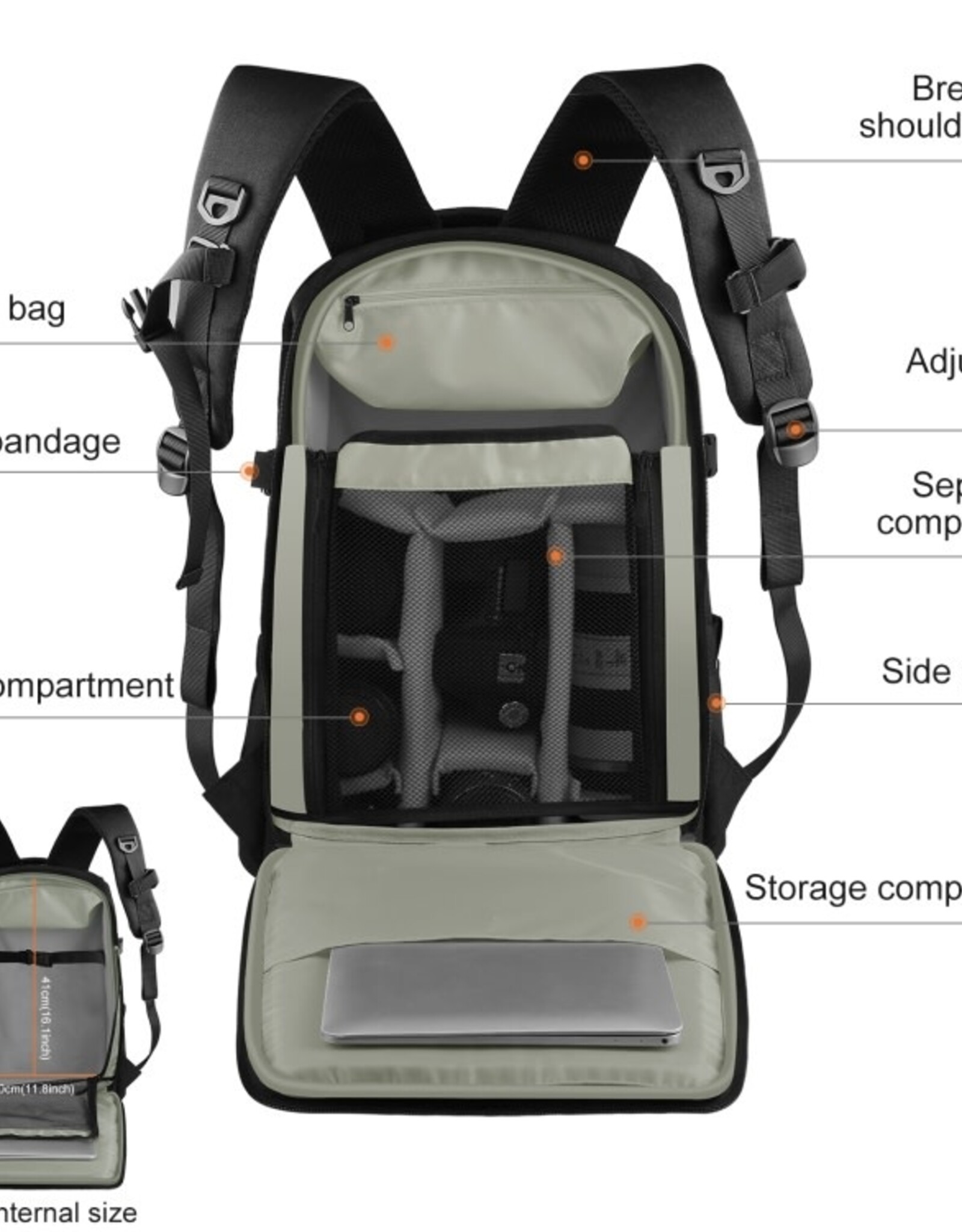 PULUZ Outdoor Portable Waterproof Scratch-proof Dual Shoulders Backpack Handheld PTZ Stabilizer Camera Bag with Rain Cover for Digital Camera, DJI Ronin-SC / Ronin-S