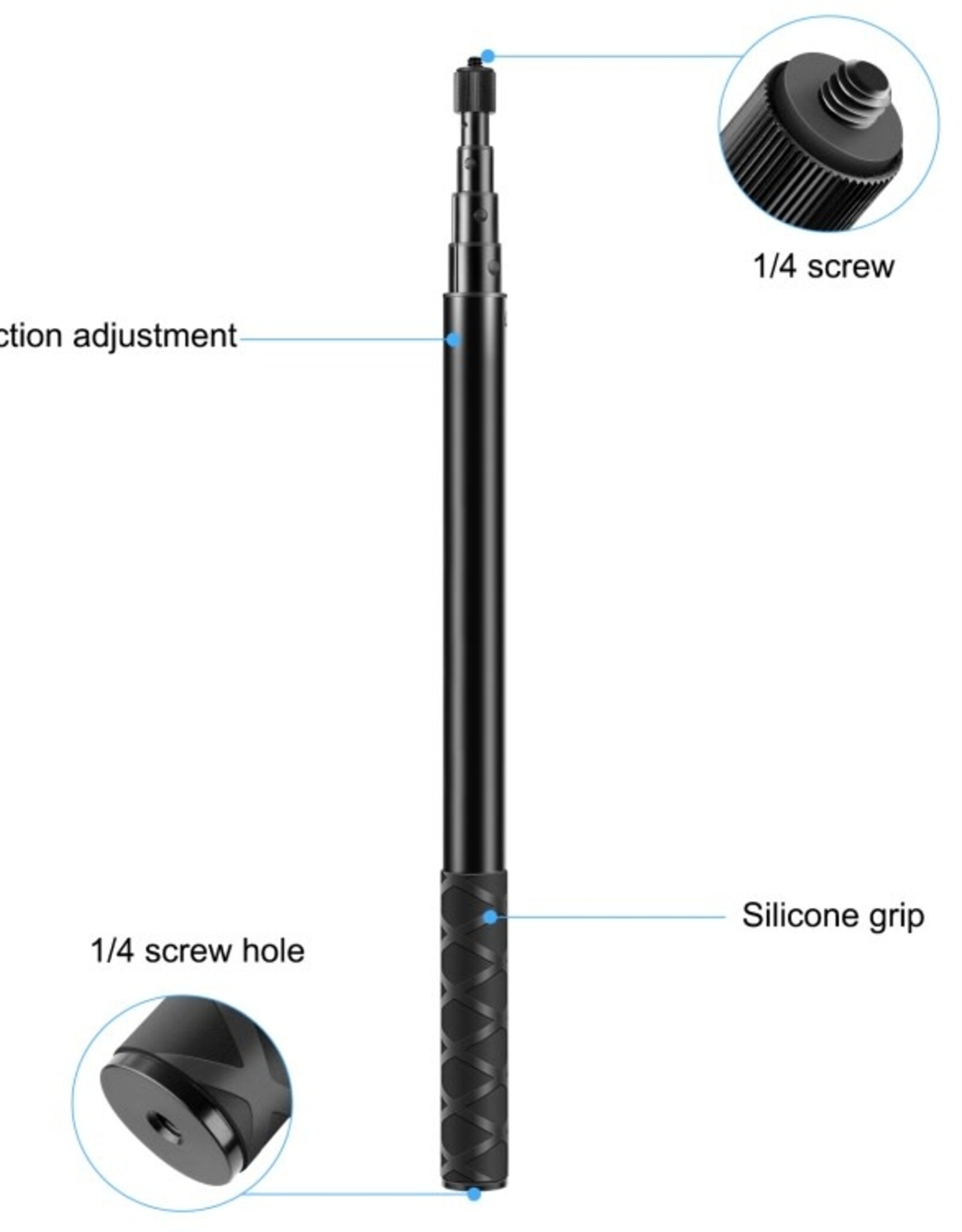 PULUZ 150cm Metal Selfie Stick Monopod for Insta360 One RS / X2 / X3