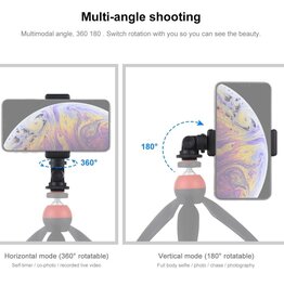PULUZ 1/4 inch Screw Thread Cold Shoe Tripod Mount Adapter with Phone Clamp