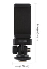 PULUZ 1/4 inch Screw Thread Cold Shoe Tripod Mount Adapter with Phone Clamp