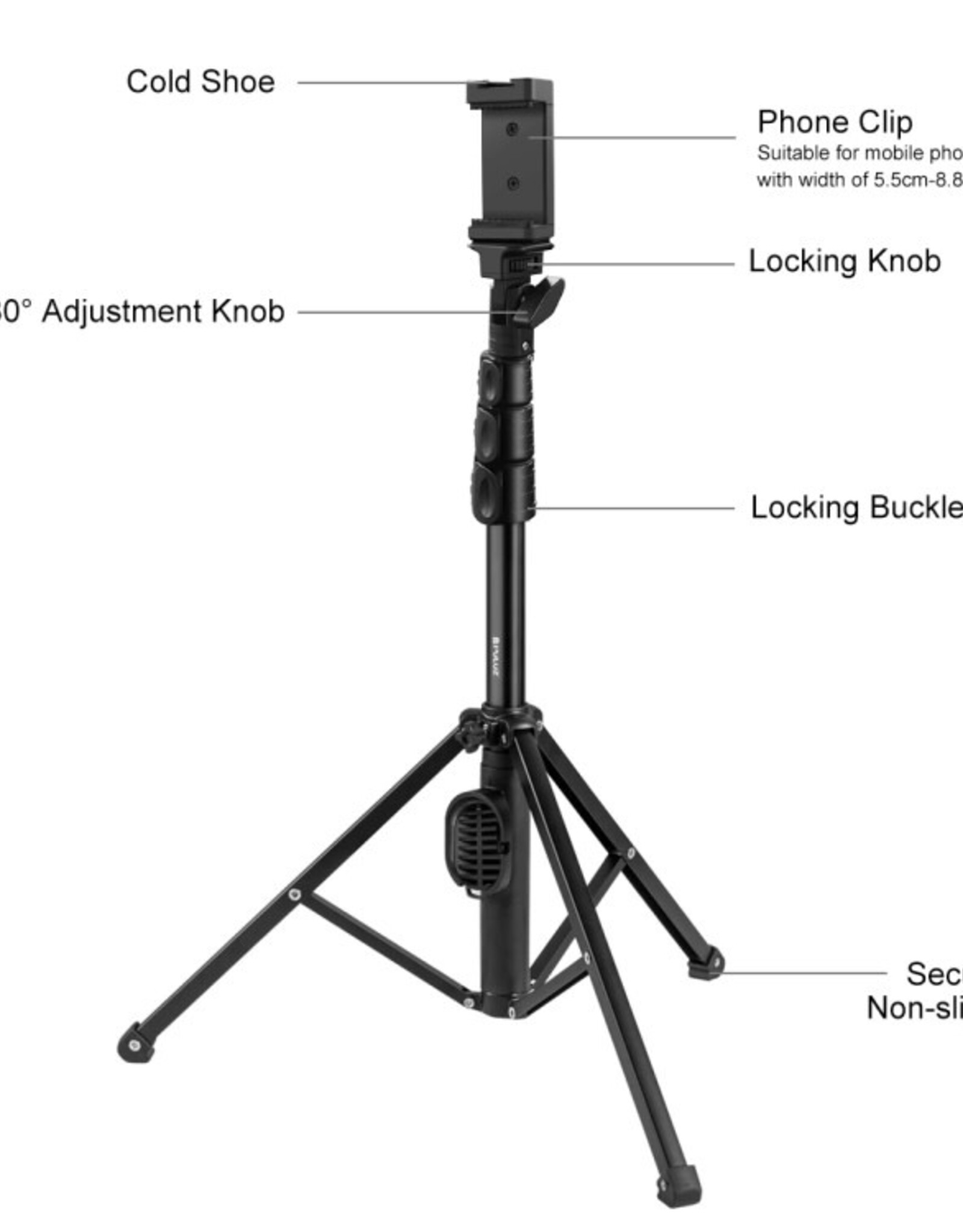 PULUZ Bluetooth Shutter Remote Selfie Stick Tripod Mount Holder for Vlogging Live Broadcast