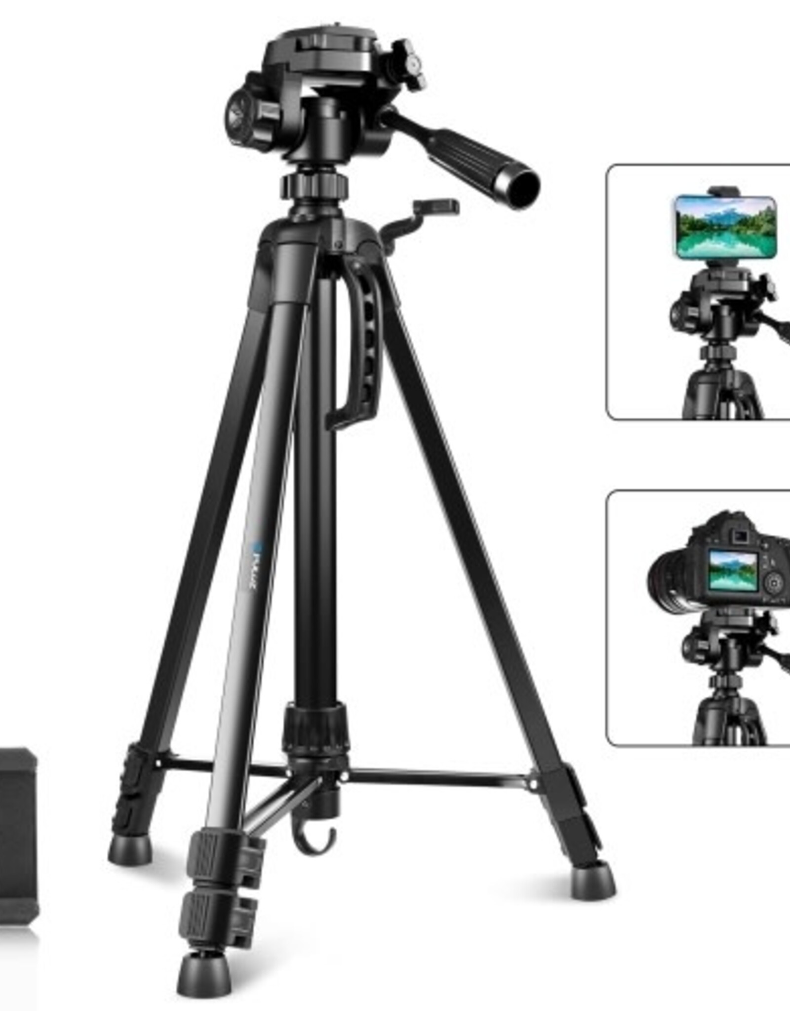 PULUZ Aluminum Selfie Live Tripod Mount with Three-dimensional Head & Phone Clamp