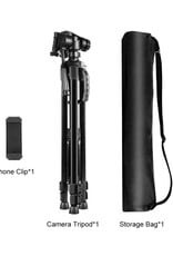 PULUZ Aluminum Selfie Live Tripod Mount with Three-dimensional Head & Phone Clamp