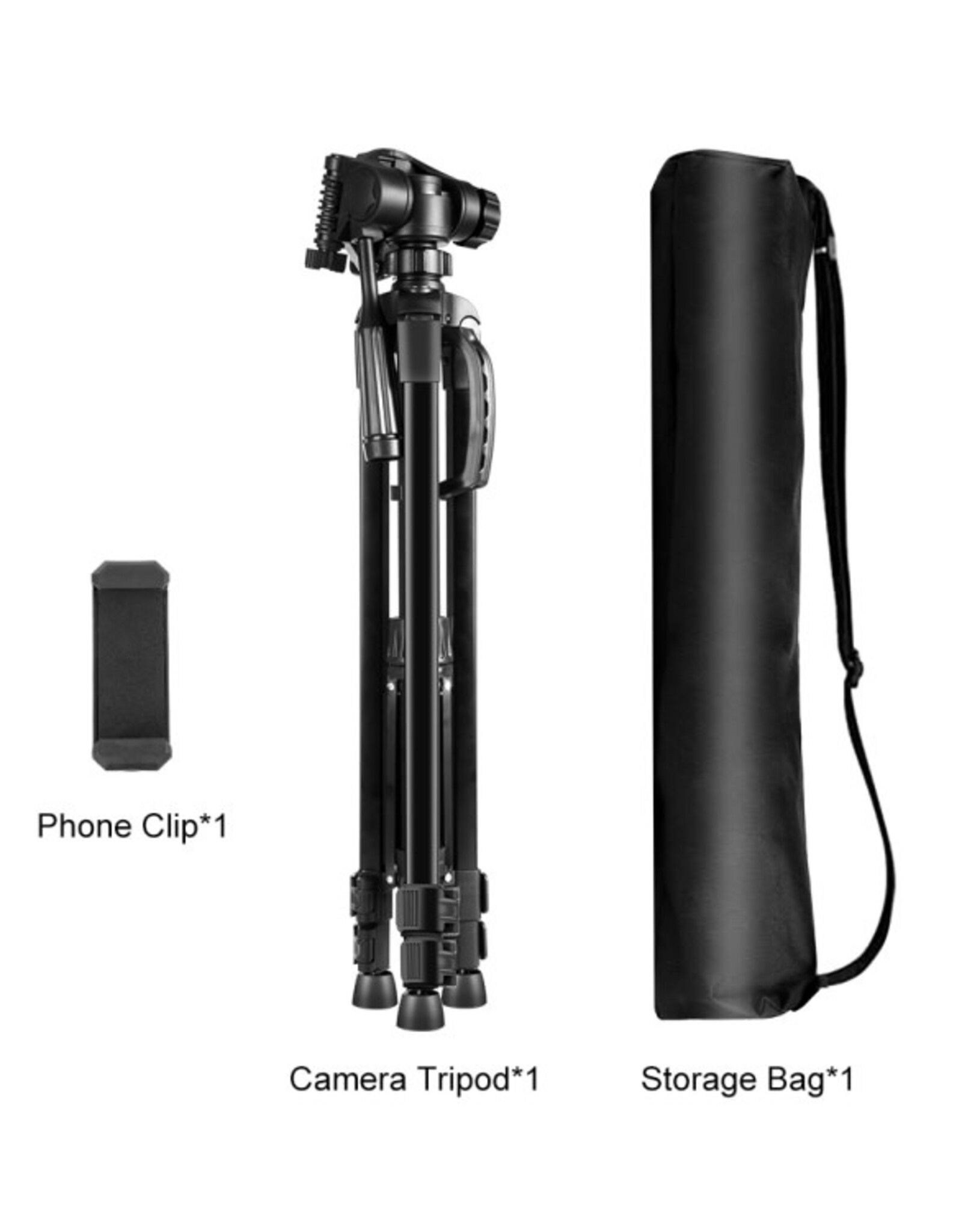PULUZ Aluminum Selfie Live Tripod Mount with Three-dimensional Head & Phone Clamp